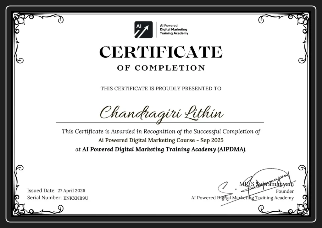 AI Powered Digital Marketing Training Certificate