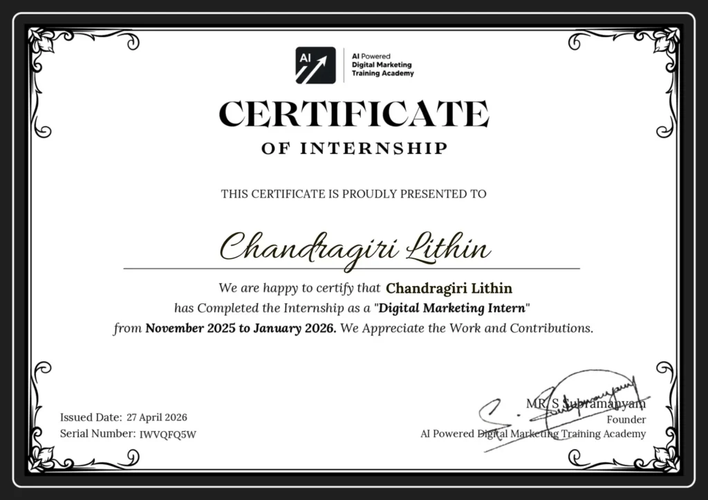 AI Powered Digital Marketing Internship Certificate